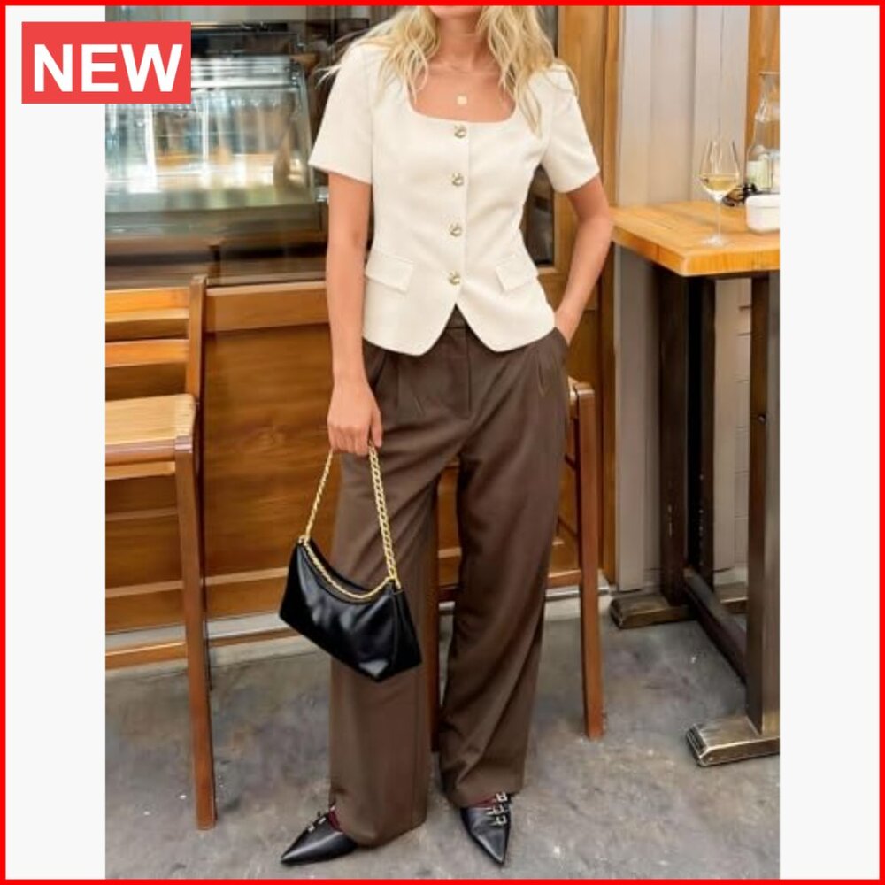 Polyester Elastane Square Neck Short Sleeve Blaze… - image 6